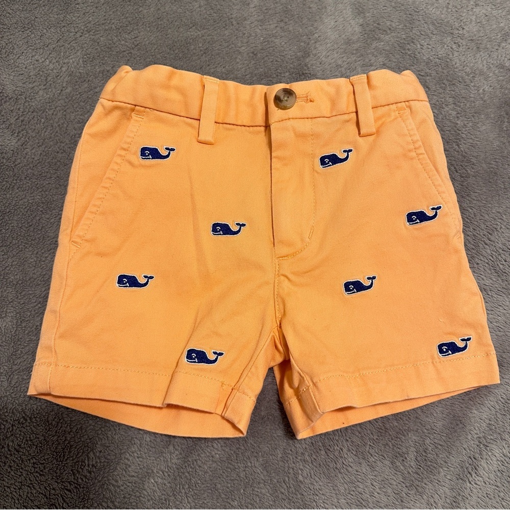 Vineyard Vines Toddler Orange Shorts With Blue Whale Pattern Size 2T